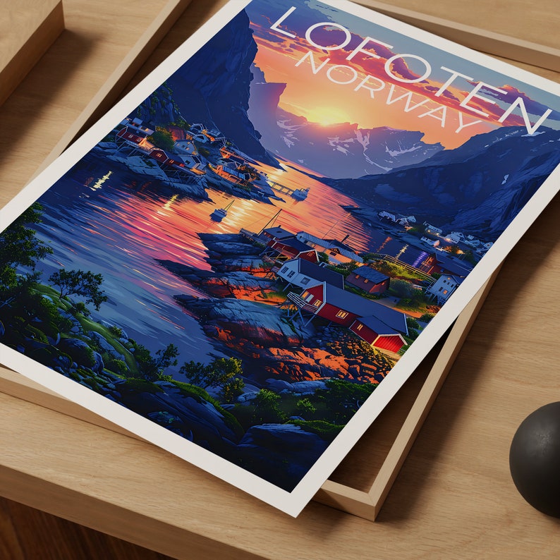 Lofoten Travel Poster, Norway Wall Art, Norway Print, Lofoten Poster, Norway Poster, Europe Poster, Lofoten Print