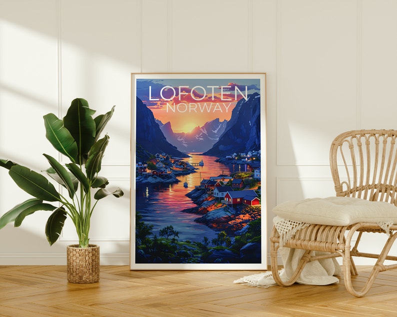 Lofoten Travel Poster, Norway Wall Art, Norway Print, Lofoten Poster, Norway Poster, Europe Poster, Lofoten Print