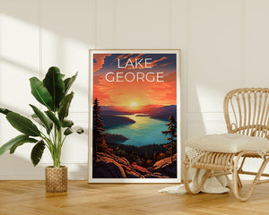 Affiche de voyage sur le lac George, art mural de New York, impression de New York, affiche sur le lac George, affiche de New York, affiche sur le lac, impression sur le lac George
