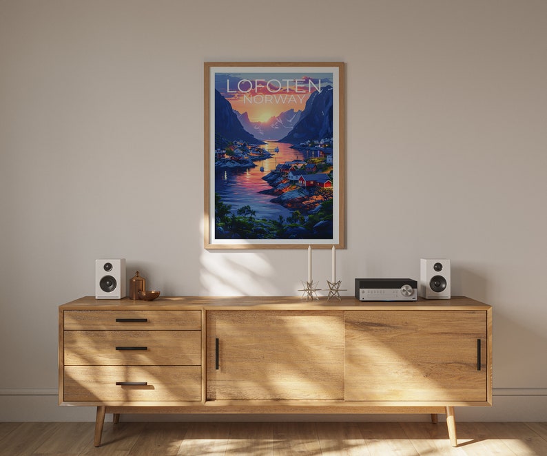 Lofoten Travel Poster, Norway Wall Art, Norway Print, Lofoten Poster, Norway Poster, Europe Poster, Lofoten Print