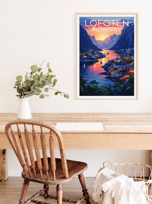 Lofoten Travel Poster, Norway Wall Art, Norway Print, Lofoten Poster, Norway Poster, Europe Poster, Lofoten Print