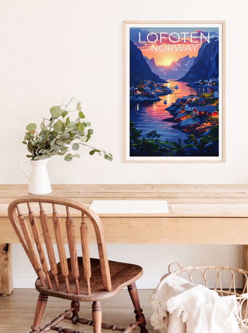 Lofoten Travel Poster, Norway Wall Art, Norway Print, Lofoten Poster, Norway Poster, Europe Poster, Lofoten Print