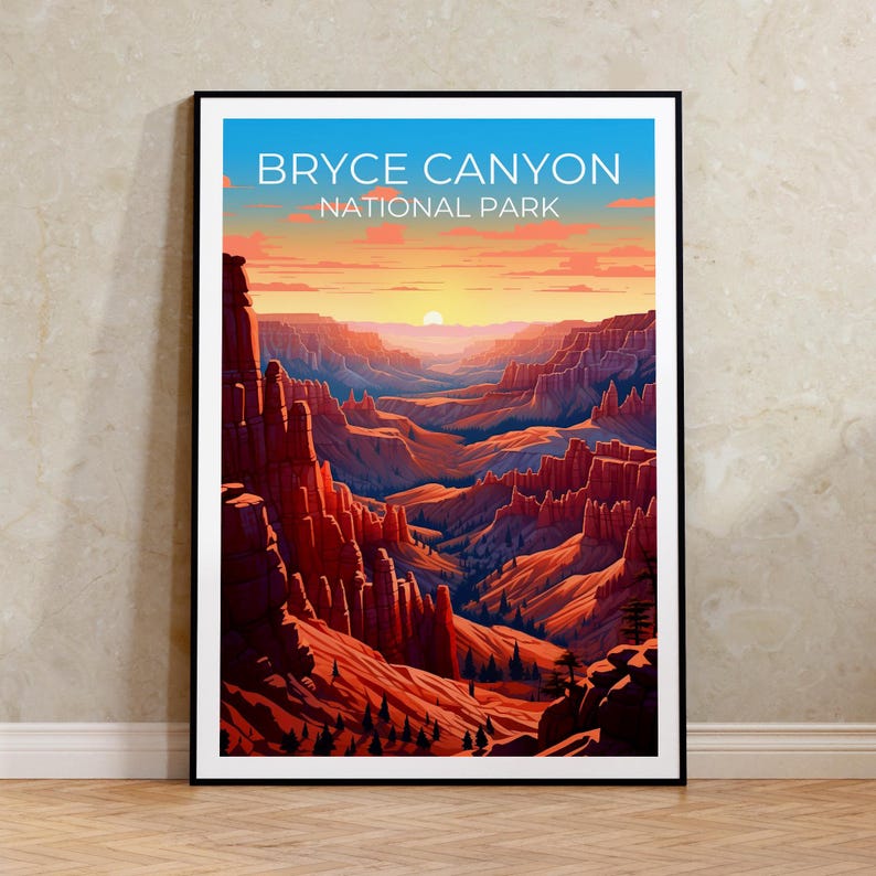 Bryce Canyon National Park Travel Print Utah Poster Desert Wall Art Hiking Illustration Bryce Canyon Poster Home Decor Birthday Gift