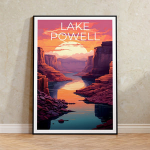 Affiche de voyage sur le lac Powell, art mural de l'Arizona, impression de l'Arizona, affiche de l'Utah, affiche du lac Powell, affiche de l'Arizona, impression du lac Powell