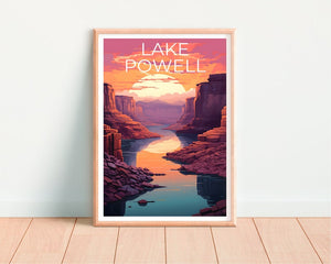 Affiche de voyage sur le lac Powell, art mural de l'Arizona, impression de l'Arizona, affiche de l'Utah, affiche du lac Powell, affiche de l'Arizona, impression du lac Powell