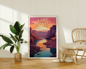 Affiche de voyage sur le lac Powell, art mural de l'Arizona, impression de l'Arizona, affiche de l'Utah, affiche du lac Powell, affiche de l'Arizona, impression du lac Powell