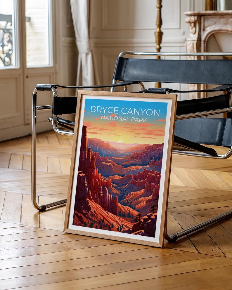 Bryce Canyon National Park Travel Print Utah Poster Desert Wall Art Hiking Illustration Bryce Canyon Poster Home Decor Birthday Gift