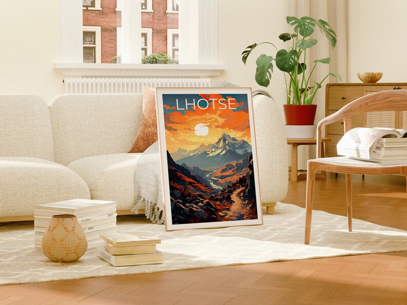 Affiche de voyage sur le Lhotse, Art mural sur la montagne, Impression sur la montagne, Affiche sur le Lhotse, Affiche sur le Lhotse, Affiche sur la montagne, Art sur le Lhotse