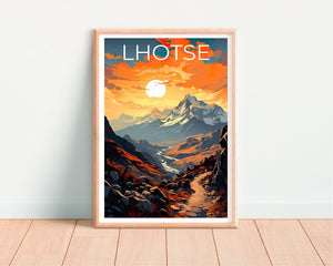 Lhotse Travel Poster, Mountain Wall Art, Mountain Print, Lhotse Poster, Lhotse Poster, Mountain Poster, Lhotse Art