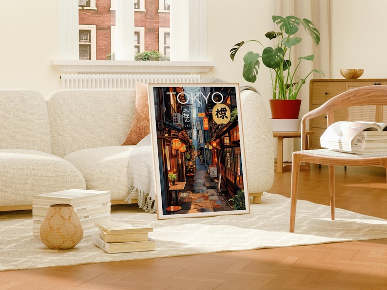 Tokyo Cityscape Poster, Japan Travel Print, Japanese Bar Art, Asia Cafe Illustration, Manga Style Poster, Home Decor, Birthday Gift