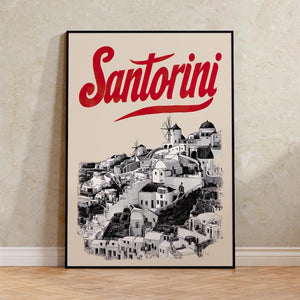 Santorini Poster, Greece Travel Print, Coastal Art, Greek Island Illustration, Landscape Poster, Scenic Wall Art, Home Decor, Birthday Gift