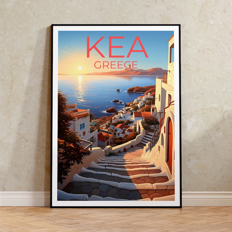 Kea Travel Poster, Greece Wall Art, Greece Print, Kea Poster, Greece Poster, Greek Island Poster, Kea Art