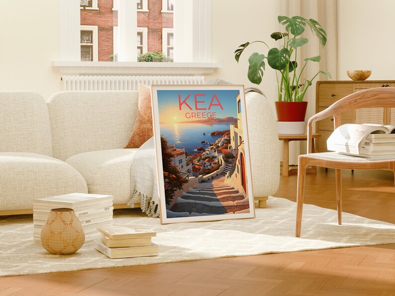 Kea Travel Poster, Greece Wall Art, Greece Print, Kea Poster, Greece Poster, Greek Island Poster, Kea Art