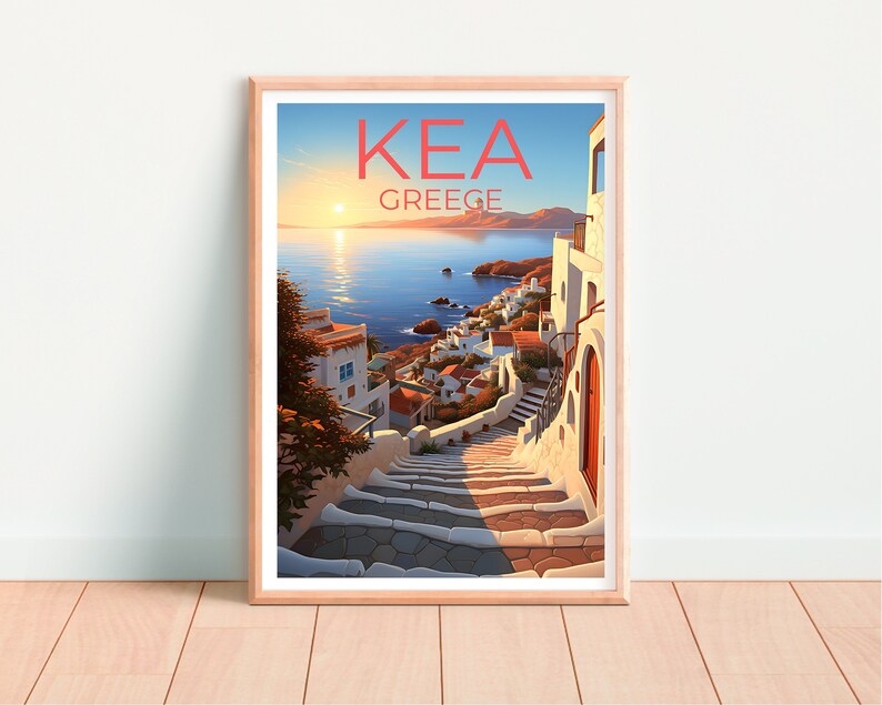 Kea Travel Poster, Greece Wall Art, Greece Print, Kea Poster, Greece Poster, Greek Island Poster, Kea Art