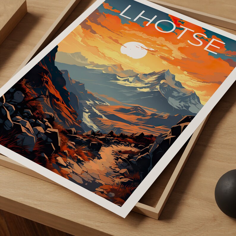 Lhotse Travel Poster, Mountain Wall Art, Mountain Print, Lhotse Poster, Lhotse Poster, Mountain Poster, Lhotse Art