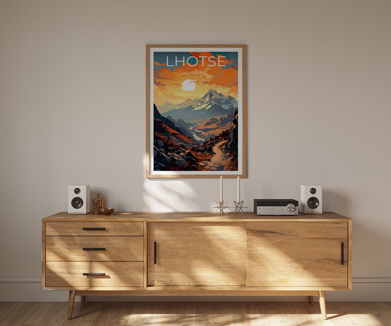 Lhotse Travel Poster, Mountain Wall Art, Mountain Print, Lhotse Poster, Lhotse Poster, Mountain Poster, Lhotse Art