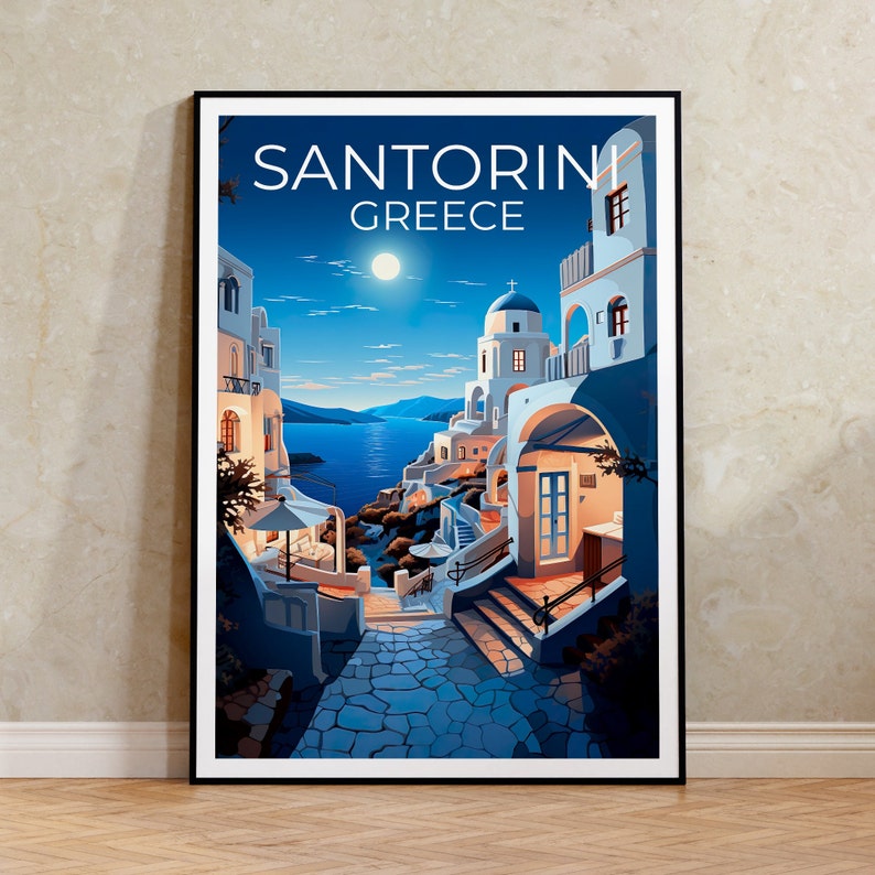 Santorini Travel Poster, Greece Wall Art, Greece Print, Santorini Poster, Greece Poster, Santorini Print, Greek Islands Poster