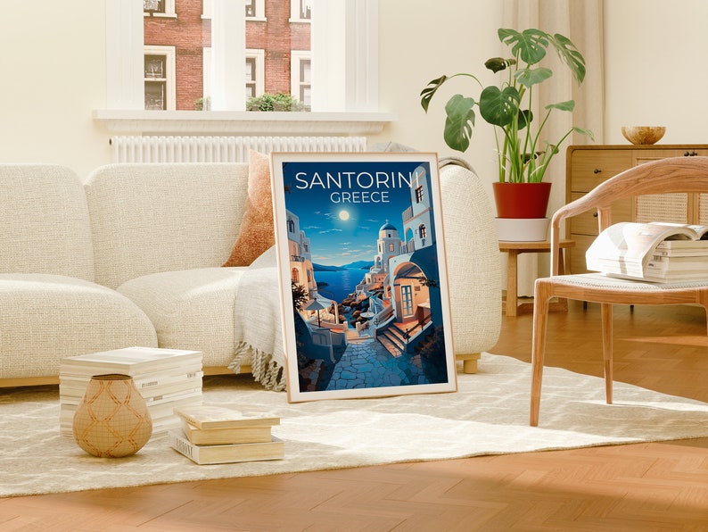 Santorini Travel Poster, Greece Wall Art, Greece Print, Santorini Poster, Greece Poster, Santorini Print, Greek Islands Poster