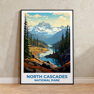 North Cascades National Park Travel Print Washington Poster Forest Wall Art  North Cascades Poster Home Decor Birthday Gift