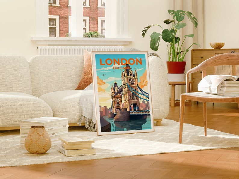 London Travel Poster, England Wall Art, England Print, London Poster, Tower Bridge Poster, City Poster, London Print