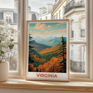 Virginia Travel Print, Cumberland Gap Poster, Forest Wall Art, Wall Art Illustration, Appalachia Poster, Home Decor, Birthday Gift