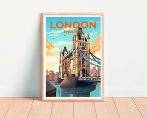 London Travel Poster, England Wall Art, England Print, London Poster, Tower Bridge Poster, City Poster, London Print