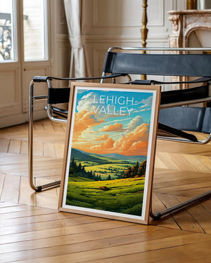LeHigh Valley Travel Poster, Pennsylvania Print, Rolling Hills Wall Art, Pennsylvania Poster, Home Decor, Birthday Gift