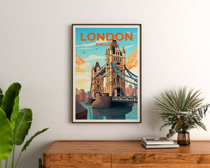 London Travel Poster, England Wall Art, England Print, London Poster, Tower Bridge Poster, City Poster, London Print