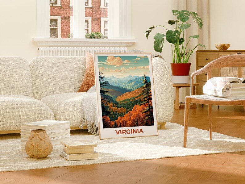 Virginia Travel Print, Cumberland Gap Poster, Forest Wall Art, Wall Art Illustration, Appalachia Poster, Home Decor, Birthday Gift