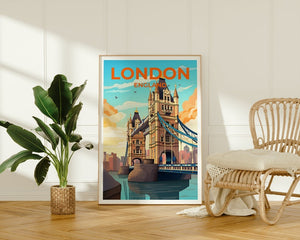London Travel Poster, England Wall Art, England Print, London Poster, Tower Bridge Poster, City Poster, London Print