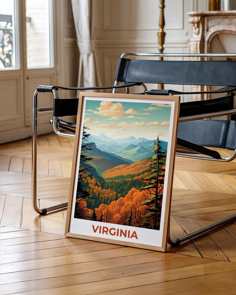 Virginia Travel Print, Cumberland Gap Poster, Forest Wall Art, Wall Art Illustration, Appalachia Poster, Home Decor, Birthday Gift
