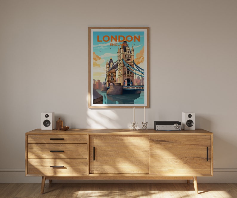 London Travel Poster, England Wall Art, England Print, London Poster, Tower Bridge Poster, City Poster, London Print