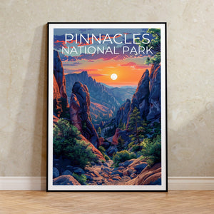 Affiche du parc national des Pinnacles, impression des Pinnacles, affiche de Californie, impression de Californie, affiche de voyage des Pinnacles, art de Californie, art des Pinnacles