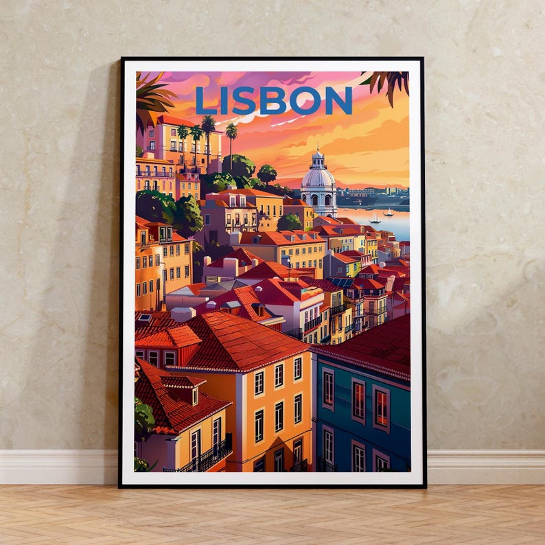 Lisbon Travel Poster, Portugal Print, Lisbon City Wall Art, Portugal Illustration, Portugal Poster, Home Decor, Birthday Gift