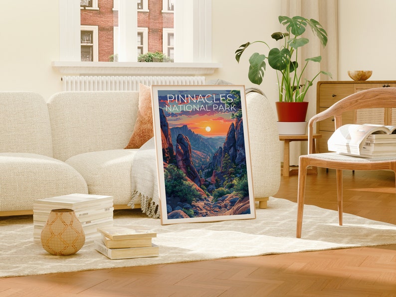 Affiche du parc national des Pinnacles, impression des Pinnacles, affiche de Californie, impression de Californie, affiche de voyage des Pinnacles, art de Californie, art des Pinnacles