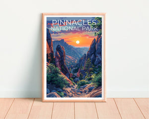 Affiche du parc national des Pinnacles, impression des Pinnacles, affiche de Californie, impression de Californie, affiche de voyage des Pinnacles, art de Californie, art des Pinnacles