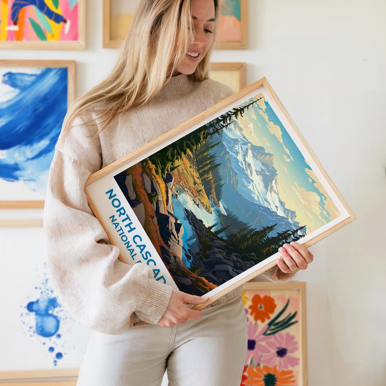 North Cascades National Park Travel Print Washington Poster Forest Wall Art  North Cascades Poster Home Decor Birthday Gift