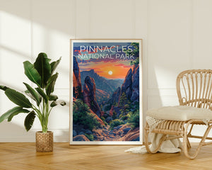 Affiche du parc national des Pinnacles, impression des Pinnacles, affiche de Californie, impression de Californie, affiche de voyage des Pinnacles, art de Californie, art des Pinnacles