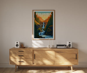 Affiche de voyage sur les gorges du fleuve Columbia, art mural de Washington, impression de l'Oregon, affiche des chutes de Multnomah, impression des chutes de Multnomah