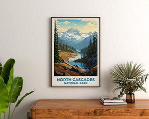 North Cascades National Park Travel Print Washington Poster Forest Wall Art  North Cascades Poster Home Decor Birthday Gift