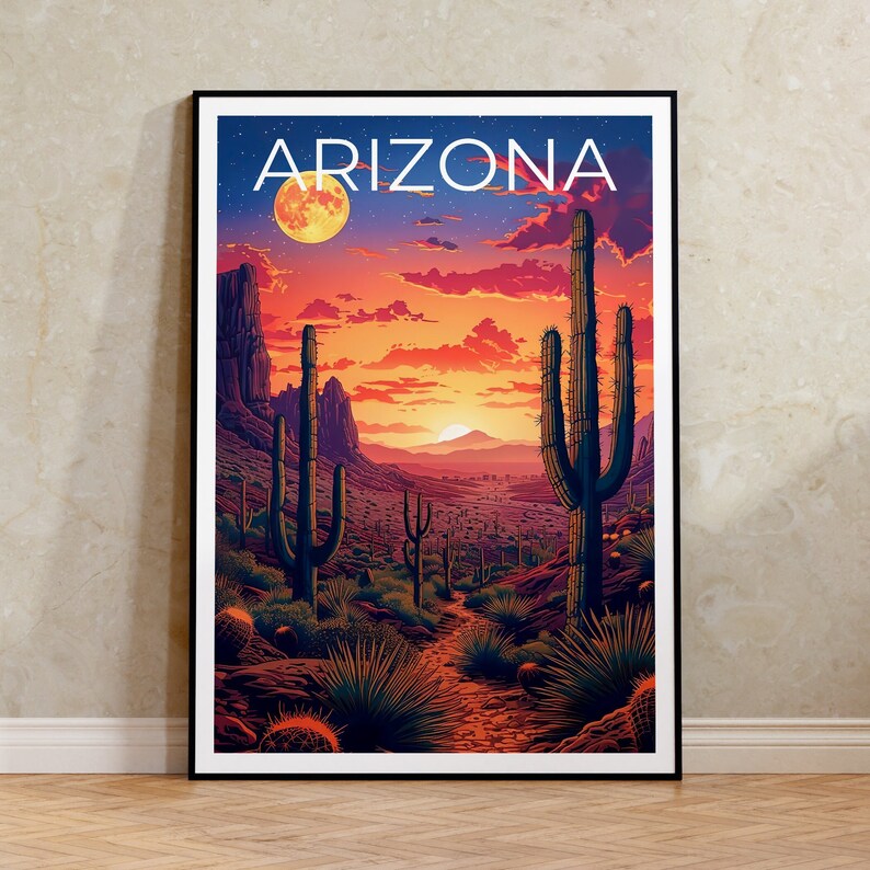 Arizona Poster, Arizona Print, Desert Poster, Desert Print, Arizona Travel Poster, Cactus Poster, Arizona Art