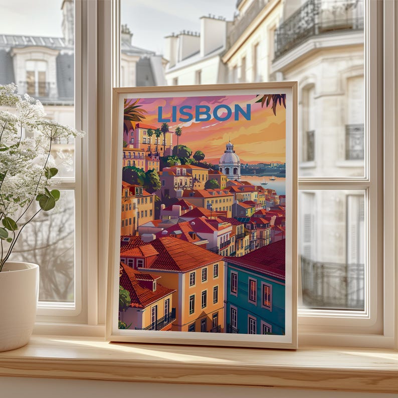 Lisbon Travel Poster, Portugal Print, Lisbon City Wall Art, Portugal Illustration, Portugal Poster, Home Decor, Birthday Gift