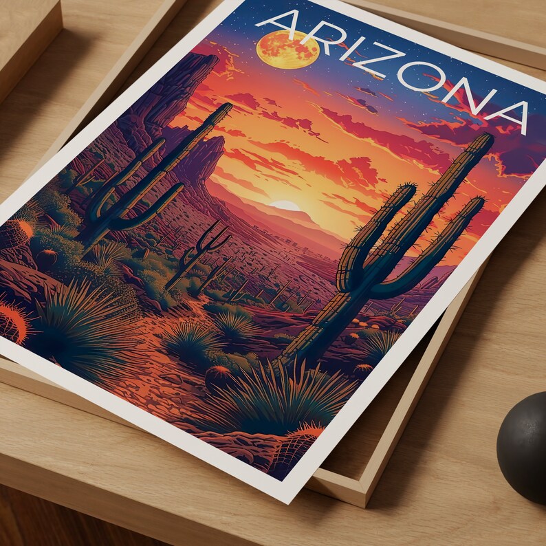 Arizona Poster, Arizona Print, Desert Poster, Desert Print, Arizona Travel Poster, Cactus Poster, Arizona Art