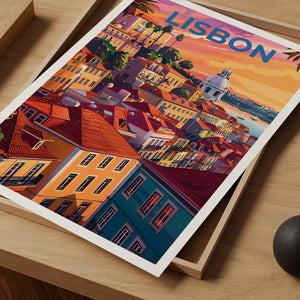 Lisbon Travel Poster, Portugal Print, Lisbon City Wall Art, Portugal Illustration, Portugal Poster, Home Decor, Birthday Gift