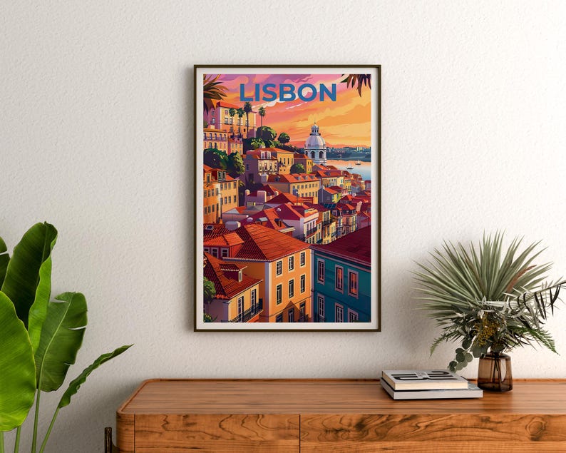 Lisbon Travel Poster, Portugal Print, Lisbon City Wall Art, Portugal Illustration, Portugal Poster, Home Decor, Birthday Gift