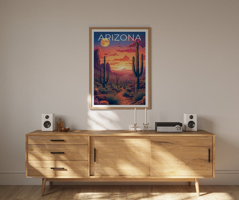 Arizona Poster, Arizona Print, Desert Poster, Desert Print, Arizona Travel Poster, Cactus Poster, Arizona Art
