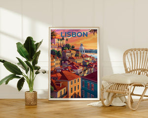 Lisbon Travel Poster, Portugal Print, Lisbon City Wall Art, Portugal Illustration, Portugal Poster, Home Decor, Birthday Gift