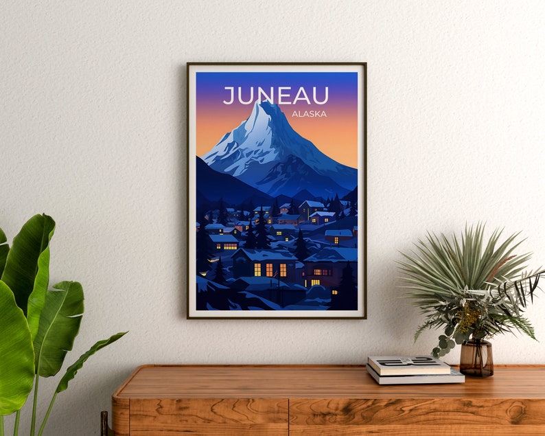 Juneau Travel Poster, Alaska Wall Art, Alaska Print, Juneau Poster, Juneau Art, City Poster, Wall Decor
