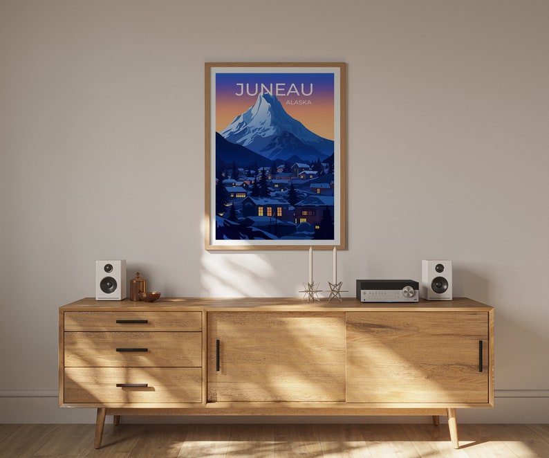 Juneau Travel Poster, Alaska Wall Art, Alaska Print, Juneau Poster, Juneau Art, City Poster, Wall Decor
