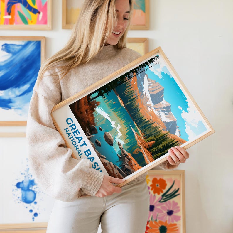 Great Basin National Park Travel Print Nevada Poster Green Lake Wall Art Nevada Illustration Great Basin Poster Home Decor Birthday Gift